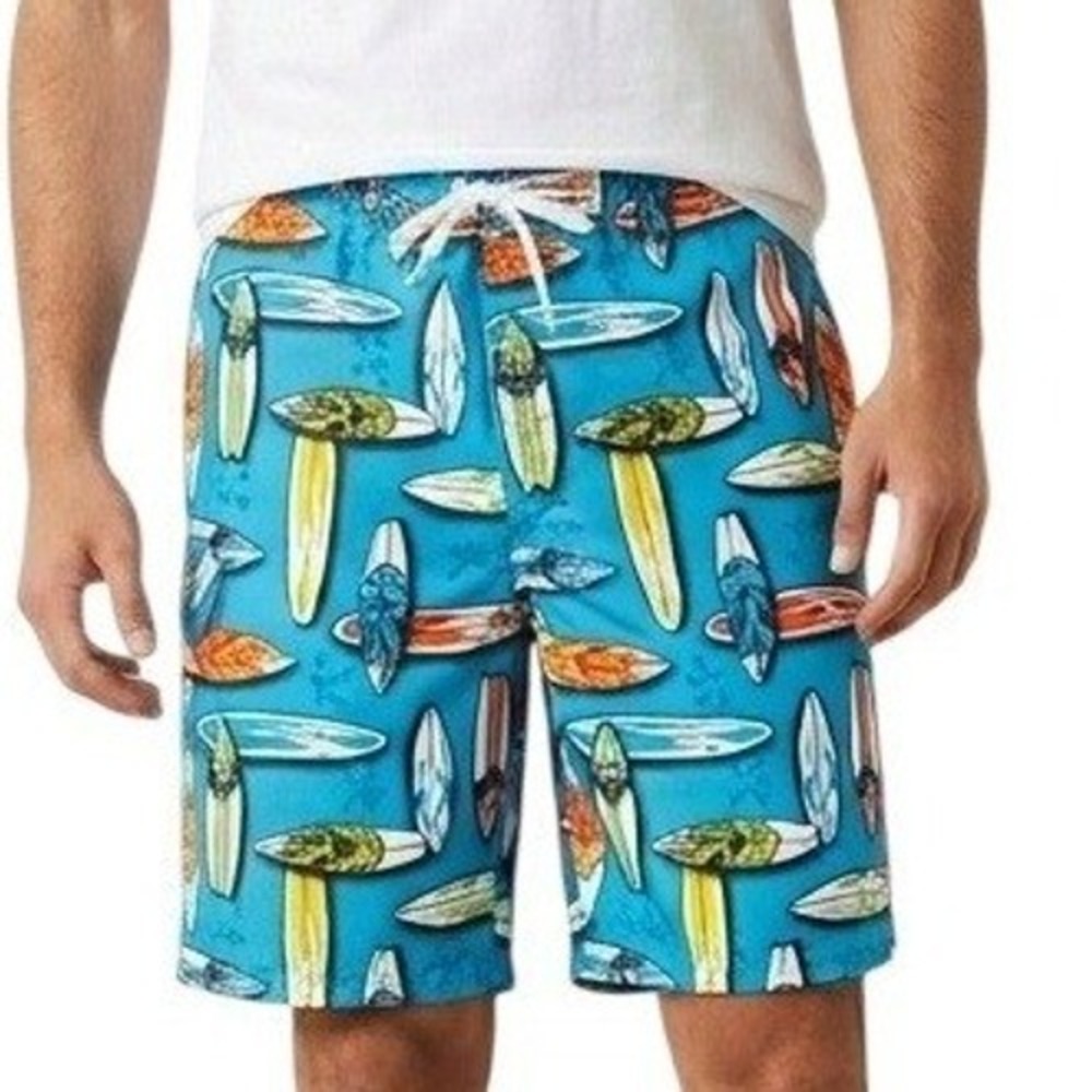 Op Men's XXL Blue Surfboard Skull Print‎ Swim Trunks Beach Summer Board Shorts